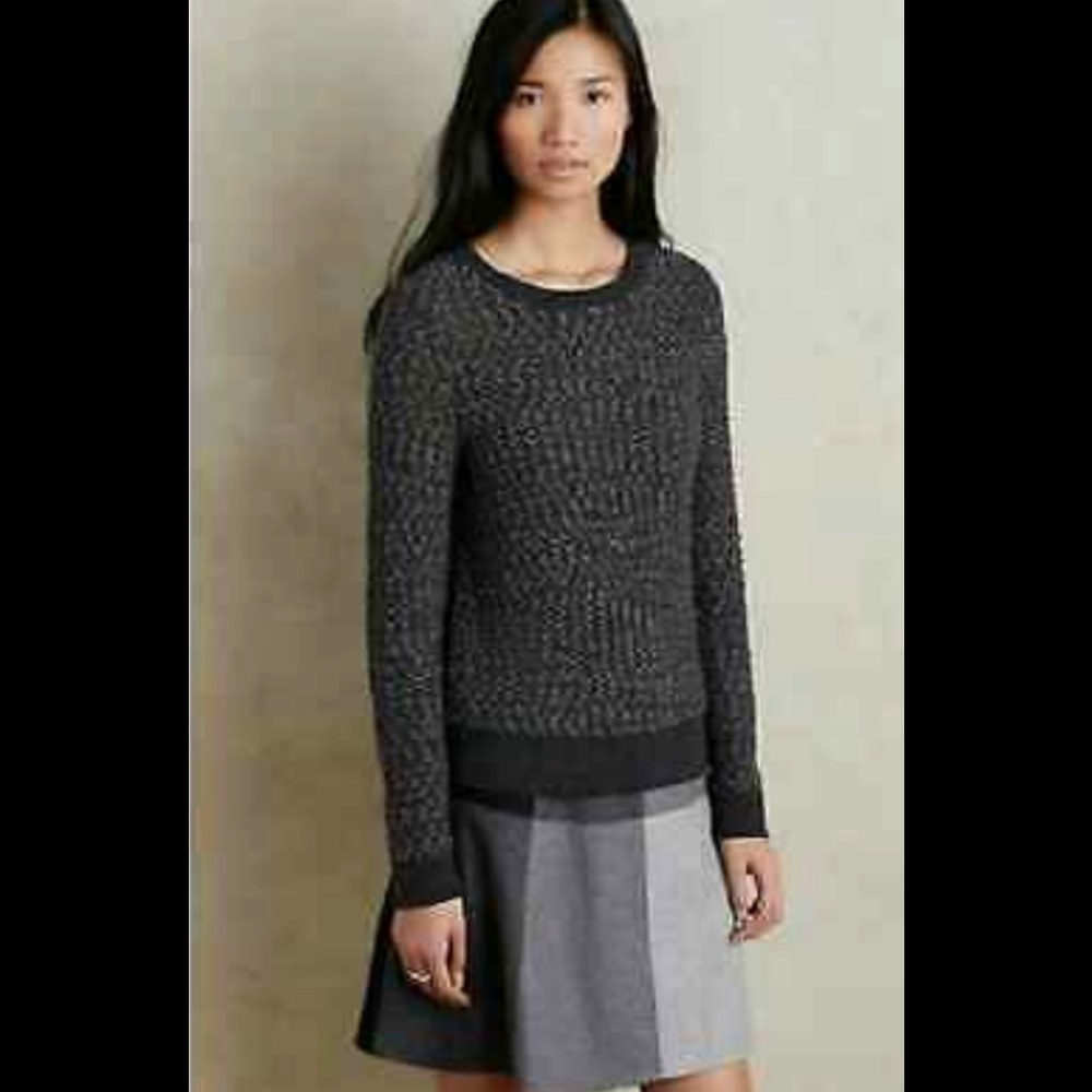 Anthropologie Moth Arbor Popcorn Pullover Sweater Charcoal Gray Wool Blend